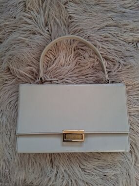 Block Classic Cream Top-Handle Women's Bag with Gold Hardware